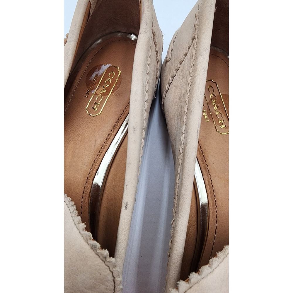 Coach Haydee Tassel Loafers Womens 9 B Beige Leather Whipstitch Slip On VGC - Picture 10 of 14